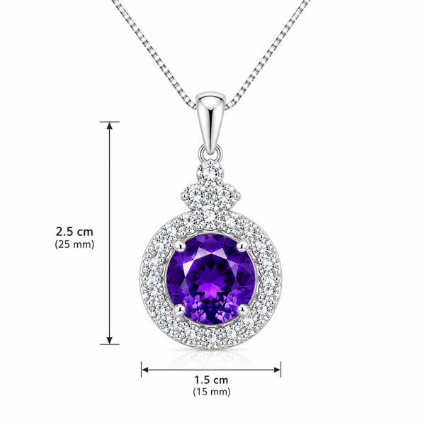 Amethyst Crown Halo Pendant